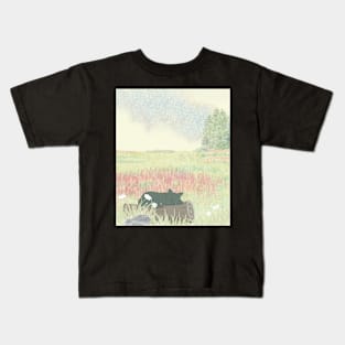 Napping fox on the log Kids T-Shirt